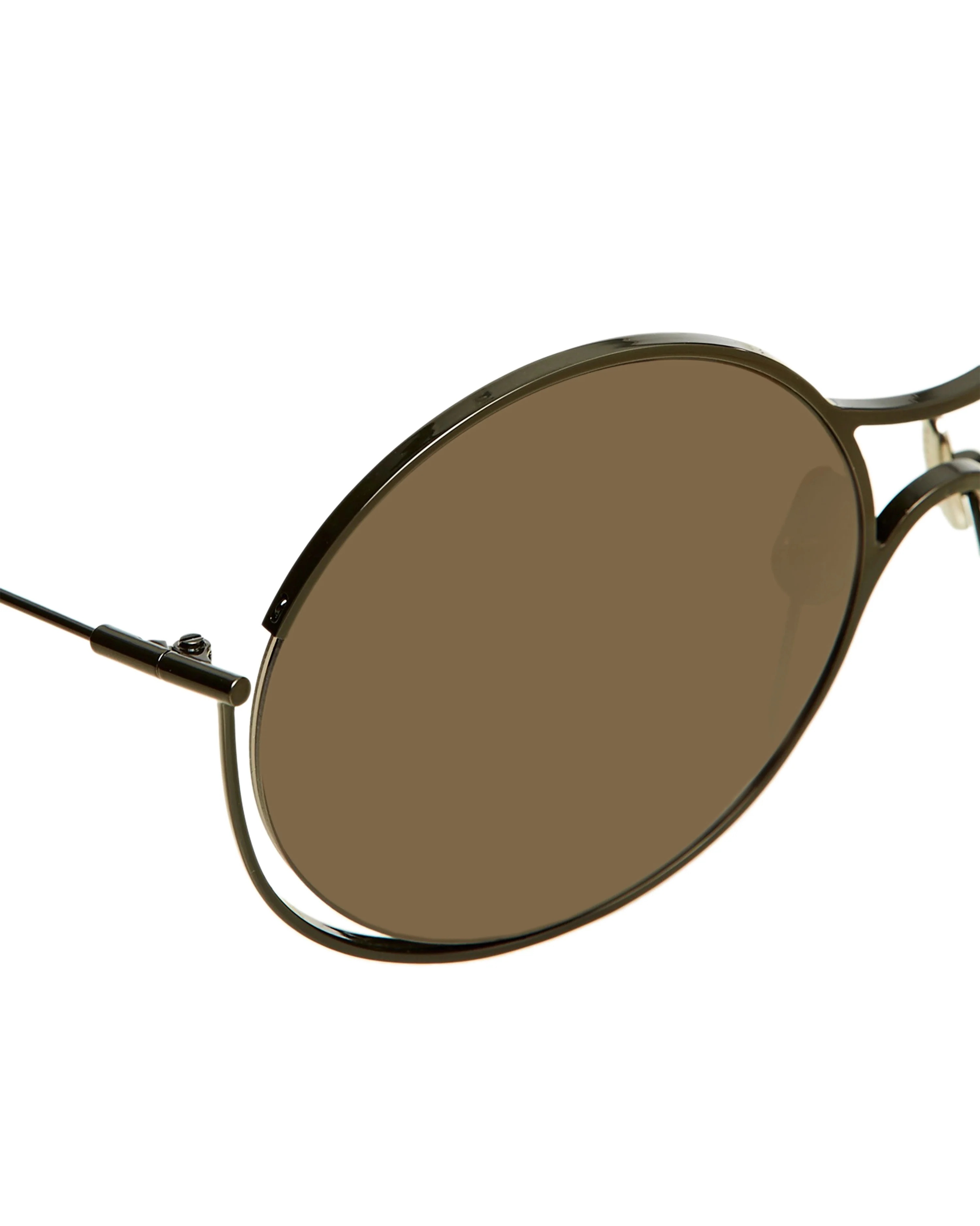 Qara Çərçivəli Tünd Qəhvəyi Dairəvi Eynək - hover